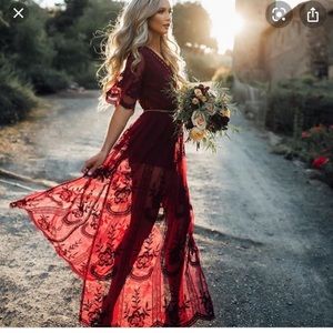 red lace maxi romper